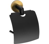 Distributeur de papier toilette LARISSA avec couvercle, noir/or mat