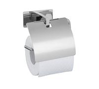 Distributeur de Papier Toilette Turbo-Loc® Genova Shine avec Couvercle, Support Mural, sans perçage grâce au système de pastilles adhésives, Support en INOX, 14 x 11,4 x 6,2 cm, Brillant