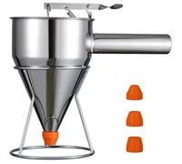 Distributeur de pâte à crêpes, multi-entonnoir en acier inoxydable avec support, idéal pour les crêpes, les pâtisseries[411]