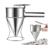 Distributeur de pâte à gâteau - Distributeurs de pâte à crêpes de 1 à 2 cm, outil de cuisson portable pour gâteau, distributeur de pâe à crêpes à entonnoir à piston en acier inoxydable avec support |