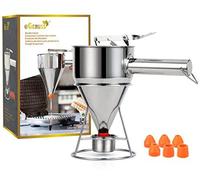 Distributeur de pâte de 1200 ml en acier inoxydable – Lot de 2 – Doseur pour pâte à crêpes et à gaufres avec 7 buses, échelle de mesure, support et sac