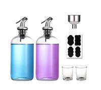 Distributeur de rince-bouche : lot de bouteilles en verre pour rince-bouche de 16 oz avec buses verseuses, entonnoir en acier inoxydable, 2 verres à shot et étiquettes, bouteilles distributrices de