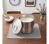 Distributeur de riz de 12 litres avec couvercle. Récipient à céréales. Récipient à farine. Seau de cuisine. Seau en acier inoxydable. Seau de rangement en acier inoxydable. Argenté