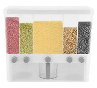 Distributeur de riz - Réservoir de stockage à 5 compartiments - Réglage du niveau de céréales - Plastique transparent -par bouton-poussoir