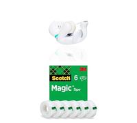 Distributeur de Ruban Adhésif en forme de Chat avec 1 RouleaudeRuban Magic - Pour Rouleaux jusqu'à 19 mm de Largeur x 8,89 m de Longueur + Ruban Magic, 6 Rouleaux