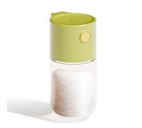 Distributeur de salière - Sucrier en poudre - Distributeur précis de type poussoir quantitatif, bouteille transparente, doseur d'assaisonnement avec couvercle, pour cuisine, camping, barbecue