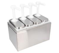 Distributeur de sauce 1L - Acier inoxydable - 4 pompes - Distributeur de sauce aux herbes - Facile à nettoyer - Base antidérapante - Pompe à sauce