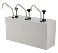 Distributeur de sauce soja pour usage commercial - Station de pompage triple - 3 réservoirs de 4 litres - Acier inoxydable - Appareil de table - Amovible et facile à nettoyer - Argenté