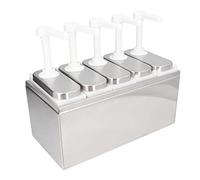 Distributeur de Sauce, Station de Pompage de Condiments en Acier Inoxydable avec 3 Bocaux de 1 Litre, Distributeur de Sauce de Cuisine, Outil de Distribution de Condiments pour Salade,(5 Pompes)