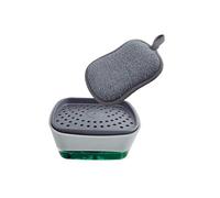 Distributeur de savon 2en1 Sponge Holder - Venteo - Distributeur Liquide Vaisselle - Porte éponge - Eponge pour évier de cuisine - Blanc et Gris - Contenance de 300 ml - Economie de savon