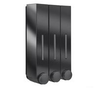 Distributeur de savon, 3 tasses, 420 ml, distributeur de gel douche, installation sans trou, plastique ABS, pour salle de bain, hôtel, salle de sport (noir triple)