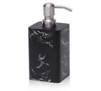 Distributeur de savon, 425 ml, avec pompe, nickel brossé, rechargeable, carré, distributeur décoratif pour savon pour les mains, liquide vaisselle et lotion pour les mains, aspect marbre noir