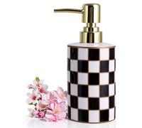 Distributeur de savon à carreaux pour la salle de bain, pompe dorée, distributeur de savon en céramique, motif damier pour la cuisine, flacon pompe vide, étagère de salle de bain, rangement, décoratio