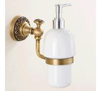 Distributeur de savon ancien, distributeur de liquide vaisselle rétro en laiton, distributeur à pompe avec flacon en céramique, fixation murale