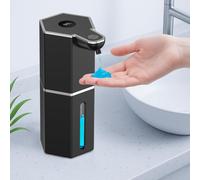 Distributeur de savon automatique 350 ml, distributeur de savon électrique à capteur, recharge USB, 4 vitesses réglables, étanche IPX5, pour la cuisine, la salle de bain et le bureau.