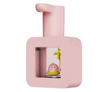 Distributeur de Savon Automatique À Capteur, Distributeur de Savon Moussant sans Contact pour Enfants, Éclairage Doux et Chaud Cartoon Pet Machine Liquide de Lavage des Mains Étanche(Rose)