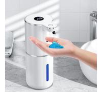 Distributeur de savon automatique à écran numérique sans contact, 380 ml, à fixation murale, avec capteur, rechargeable par USB, pour salle de bains et cuisine