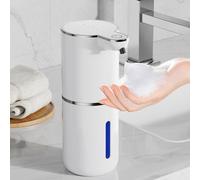 Distributeur de savon automatique, distributeur électrique de savon moussant, rechargeable par USB, 4 niveaux de réglage, 380 ml, fixation murale, convient pour la salle de bains/la cuisine/le liquide