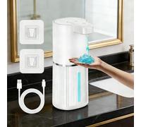 Distributeur de Savon Automatique, Distributeur Savon Mural avec Capteur Infrarouge, 380ML IPX5 Distributeur Liquide Vaisselle, Rechargeable, 4 Vitesses, Distributeur Savon pour Salle de Bain,Cuisine
