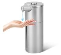 Distributeur de savon automatique sans contact – 15 niveaux réglables, faible consommation de piles, pour la cuisine et la salle de bains – utilisation sans les mains, couleur argent