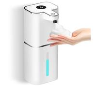 Distributeur de savon automatique sans contact avec capteur, 2 crochets et câble USB, 6 niveaux réglables, distributeur de savon mural électrique, blanc, distributeur de savon pour cuisines, salles de
