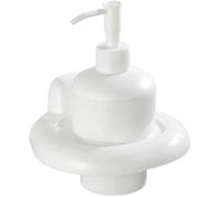 Distributeur de savon autoportant blanc Unyqoos® de 250 ml – en plastique, rechargeable, dimensions 14,5 x 17,5 x 12 cm, design minimaliste pour la cuisine et la salle de bain, avec couvercle amovible