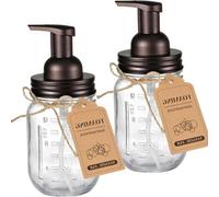 Distributeur de savon avec couvercle en acier inoxydable couleur bronze, lot de 2, pour la salle de bains