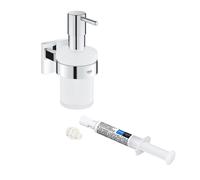 Distributeur de savon avec support GROHE Start Cube chromé + GROHE QuickGlue A1 pour access avec une platine de fixation