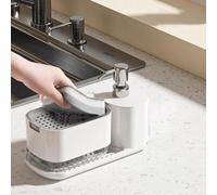 Distributeur de savon avec support pour éponge et porte-serviettes