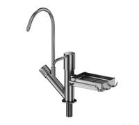 Distributeur de savon de cuisine gris monté sur robinet avec pompe à pression étendue, design extra long, matériau ABS, raccordement direct de la ligne d'eau pour une distribution sans effort, gain de