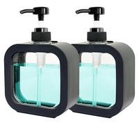 Distributeur de savon, distributeurs de gel douche (2 pièces), distributeur à pompe noir de 500 ml pour la douche, flacons de shampoing en plastique transparent, distributeurs de savon, de gel douche 