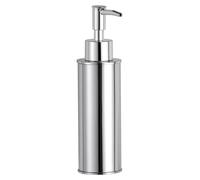 Distributeur de savon en acier inoxydable chromé avec pompe en ABS, tête de rechange incluse, capacité de 180 ml, modèle sur pied avec revêtement intérieur, pour la salle de bains et la cuisine.