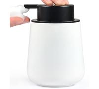 Distributeur de savon en céramique blanc – Distributeur rechargeable de 350 ml pour liquide vaisselle avec une grande pompe, distributeur de savon crème pour la cuisine et la salle de bain (distribute