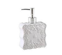 Distributeur de savon en céramique blanche 400ml, de forme carrée avec motif en relief, for cuisine, salle de bains, Lotion for les mains