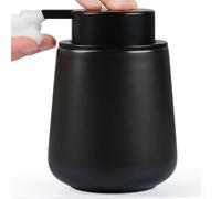 Distributeur de savon en céramique, distributeur de liquide vaisselle noir, distributeur de crème rechargeable de 350 ml, grande pompe facile à actionner, adapté à la cuisine et à la salle de bains (d