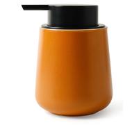Distributeur de savon en céramique – Distributeur de savon rechargeable de 350 ml pour la salle de bains et la cuisine, distributeur de savon liquide rouge-brun, design intemporel et durable