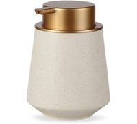 Distributeur de savon en céramique Ibenzoa® 400 ml – Design de vase mat, couvercle en ABS sans BPA, pompe dorée, dimensions 12,5 x 9,5 cm, idéal pour la cuisine et la salle de bain