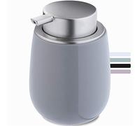 Distributeur de Savon en céramique KADAX, Distributeur avec Pompe en Plastique, Cuisine, 12,5 x 9,5 cm, Distributeur de Savon Liquide, Distributeur de détergent, Brillant, Rond (Gris)