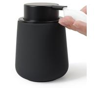 Distributeur de savon en céramique, noir mat, distributeur de savon moussant, distributeur de liquide vaisselle, distributeur de crème rechargeable (350 ml), grande pompe facile à actionner, adapté à