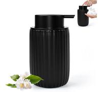 Distributeur de savon en céramique Unyqoos® avec fonction mousse, 300 ml – noir mat, rechargeable, large ouverture et joint d'étanchéité, pour savon pour les mains, shampooing, liquide vaisselle