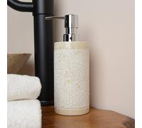 Distributeur de savon en marbre - Couleur crème, forme ronde, 19 cm