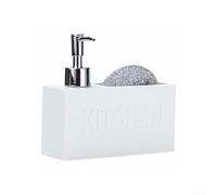 Distributeur de savon en résine - 440 ml - Design stable et | Matériau en résine robuste, base antidérapante, porte-éponge intégré, capacité de 440 ml, pour cuisine et salle de bain