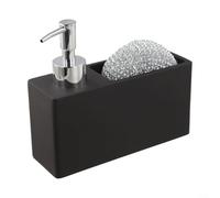 Distributeur de savon en résine 440 ml Design stable et résistant à | Matériau en résine robuste, base antidérapante, porte-éponge intégré, capacité de 440 ml, pour cuisine et salle de bain