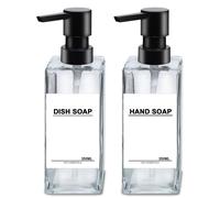 Distributeur de savon en verre, 350 ml, flacon de shampoing rechargeable, distributeur de liquide vaisselle moderne, distributeur de gel douche pour la cuisine, flacon de shampoing avec pompe en plast