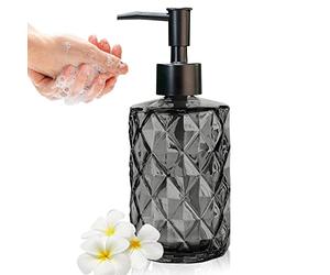 Distributeur de Savon en Verre avec Pompe en Plastique, 330 ML, Distributeur de Savon Liquide pour Salle de Bain et Cuisine, Distributeur à Pompe Manuelle pour Liquide Vaisselle, Lotion, Savon, Huile