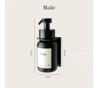 Distributeur de savon en verre avec support mural - Distributeur à pompe en acier inoxydable de haute qualité - 2 pièces - Noir - Verre