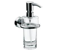 Distributeur de savon en verre transparent, 130 ml, avec pompe doseuse, finition chromée