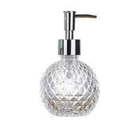Distributeur de Savon en Verre Transparent de 226,8 g - Vintage et élégant - Distributeur de Savon pour Les Mains avec Pompe argentée antirouille pour shampooing, Gel, Huile Essentielle
