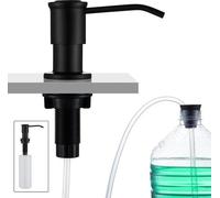 Distributeur de savon encastrable Ibenzoa® 500 ml – noir mat, tête de pompe en acier inoxydable, flacon en polyéthylène, tuyau en silicone de 1 mètre, rotatif à 360°, auto-amorçant, anti-goutte, pour