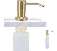 Distributeur de savon encastrable pour la cuisine, distributeur de liquide vaisselle en acier inoxydable avec flacon de 300 ml, distributeur encastrable de liquide vaisselle avec pompe pivotante à 360